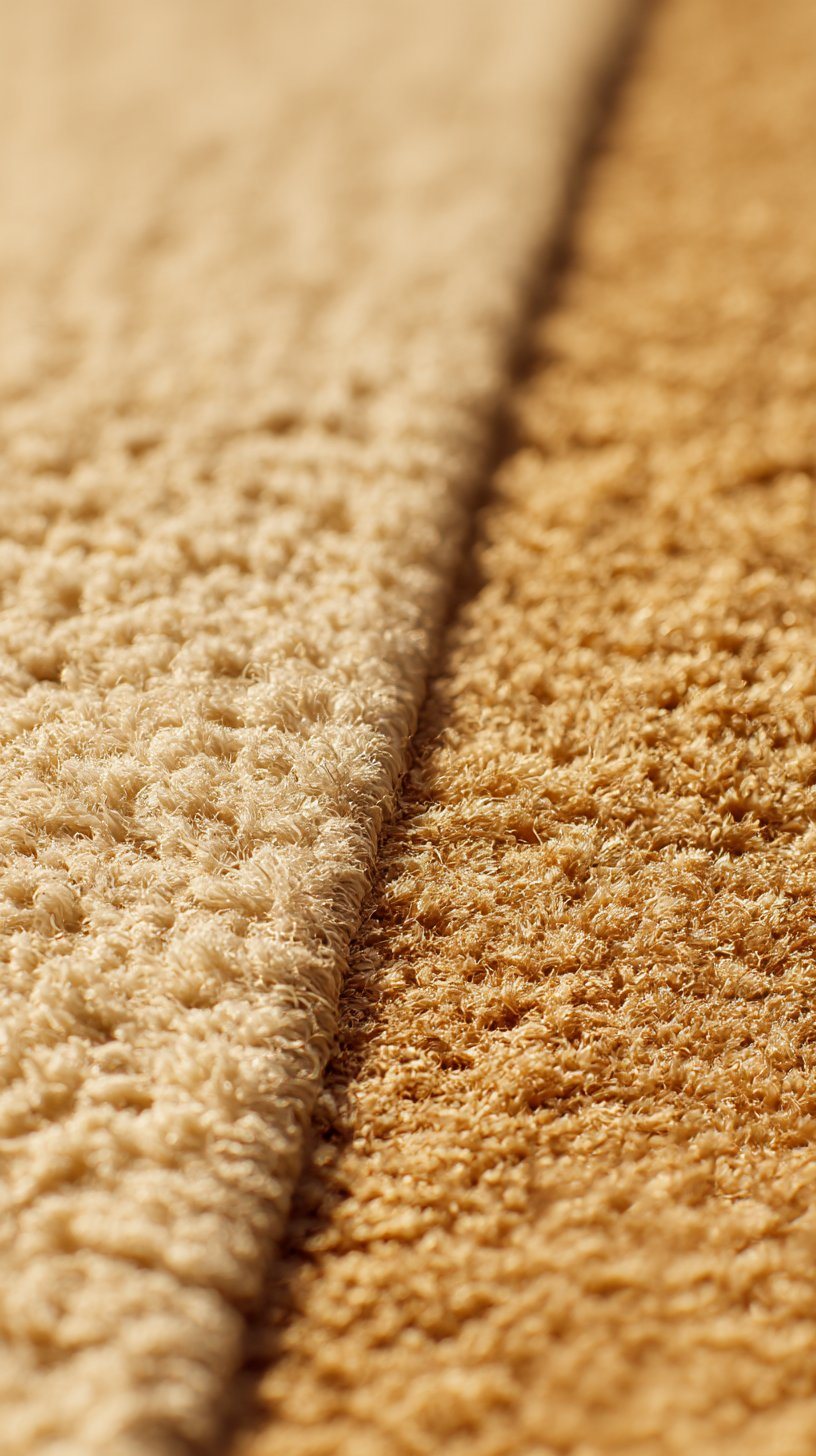 Carpet cleaning in London — macro close-up of a freshly steam-cleaned deep-pile carpet, beige tones restored.