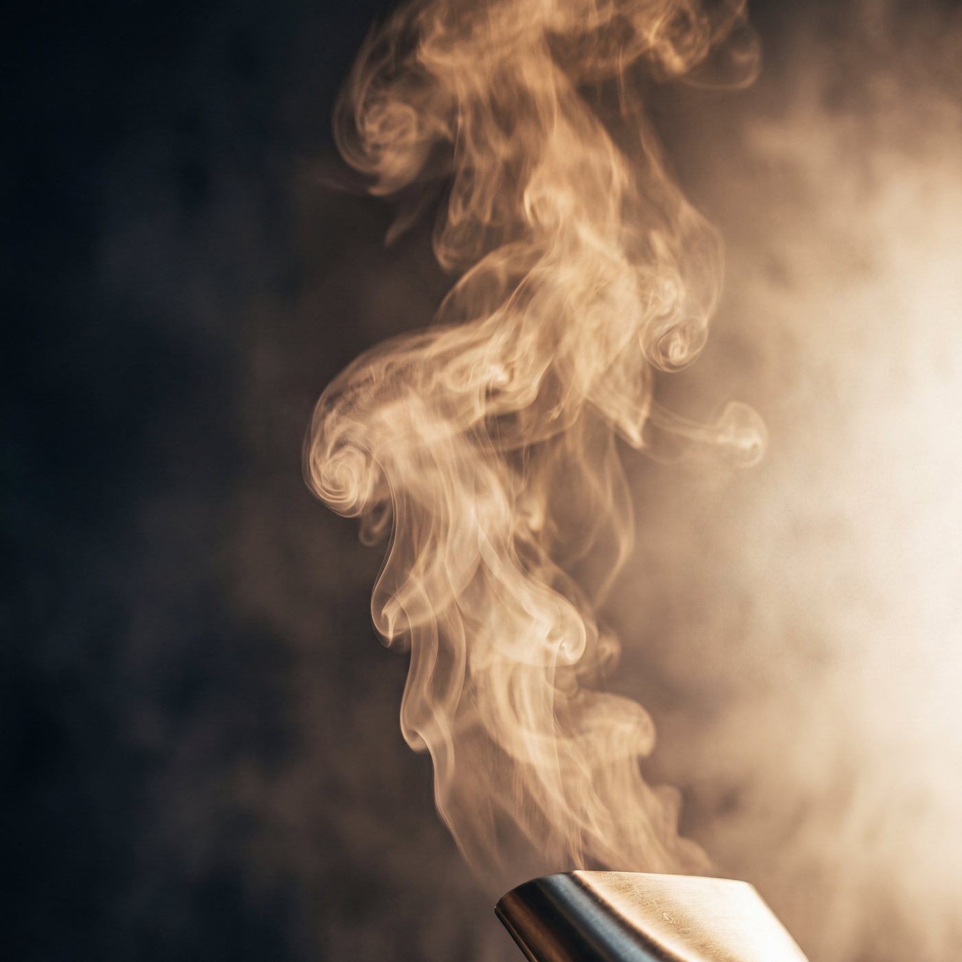 Steam cleaning and disinfection — professional steam rising in soft swirling forms, sanitisation without chemicals.